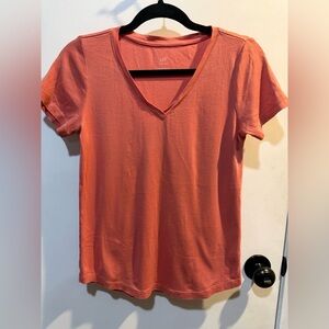 J. Jill Short Sleeve V-Neck Top in Coral-#1193